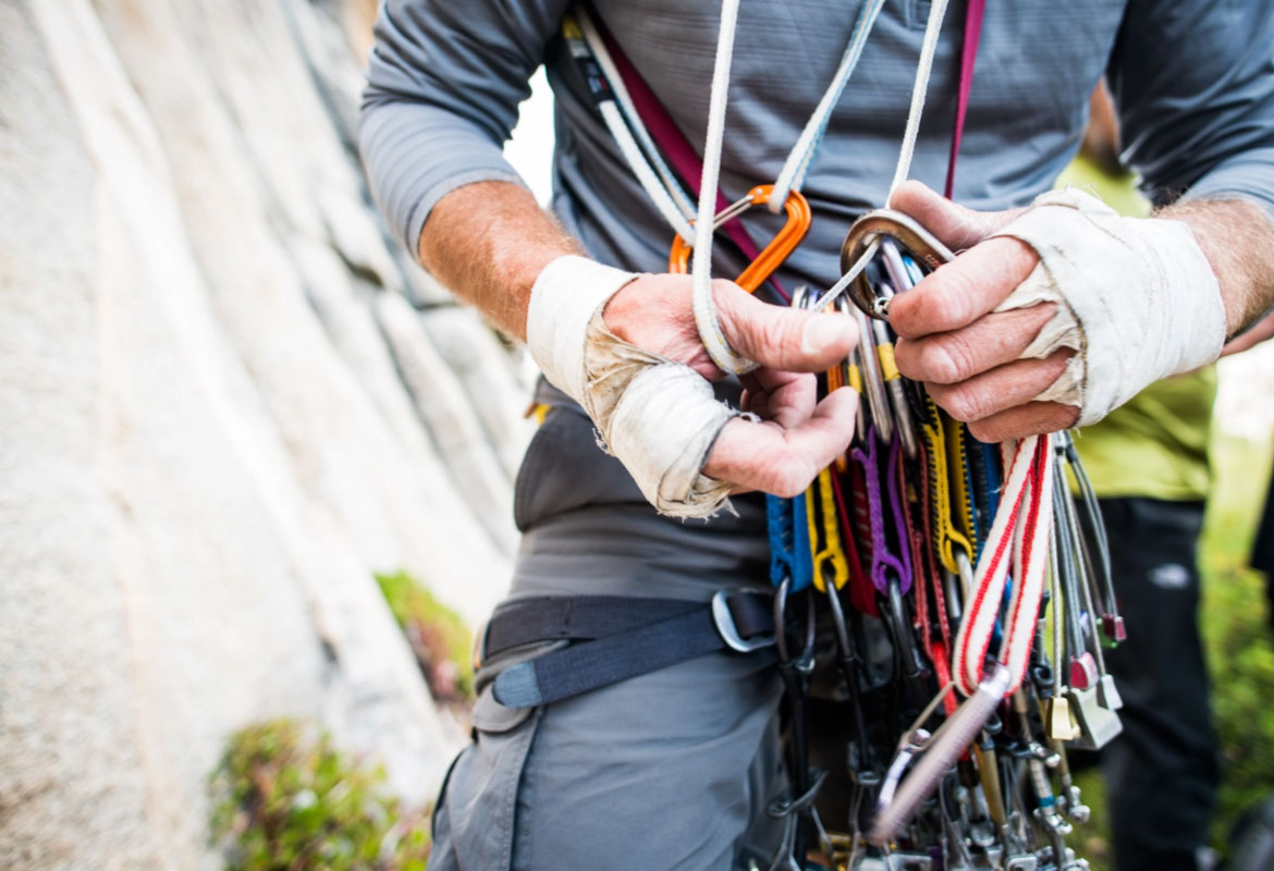 rock climber with gear